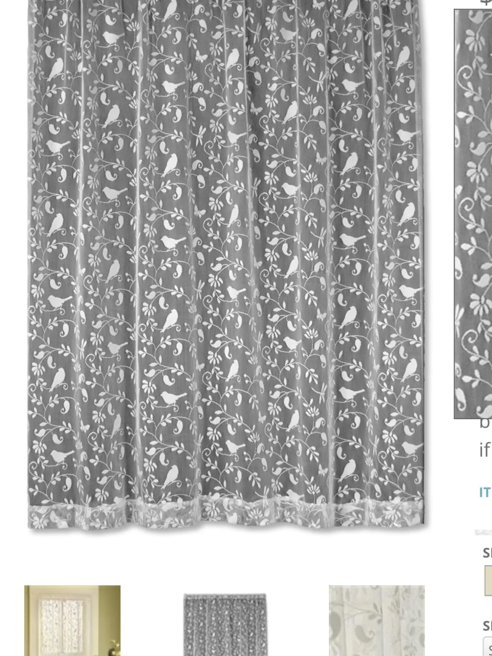 HERITAGE LACE-Bristol Garden Panel Lace Curtain - White 60”x84”